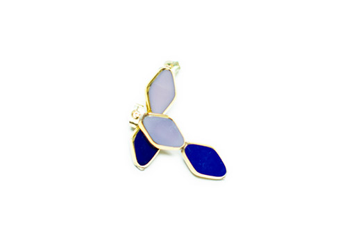 I. RONNI KAPPOS STACKED DIAMOND SHAPED NAVY LAVENDER STUD EARRINGS I. RONNI KAPPOS STACKED DIAMOND SHAPED NAVY LAVENDER STUD EARRINGS