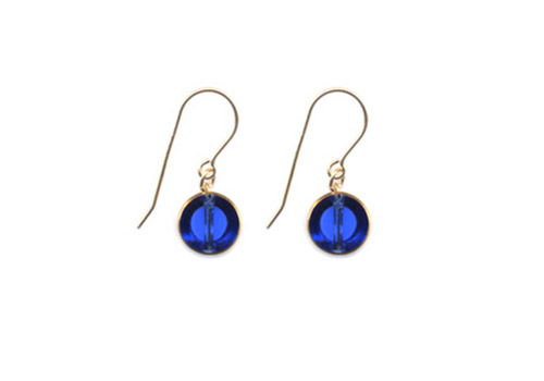 I. RONNI KAPPOS SHORT BLUE CIRCLE DROP EARRINGS I. RONNI KAPPOS SHORT BLUE CIRCLE DROP EARRINGS