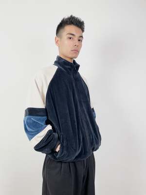 VINTAGE Dior Monsieur Late 80s Velour Track Jacket - BLUE | Garmentory