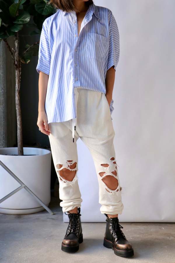 R13 Oversized Boxy Button Up Shirt Light Blue Wide Stripe Garmentory — free download