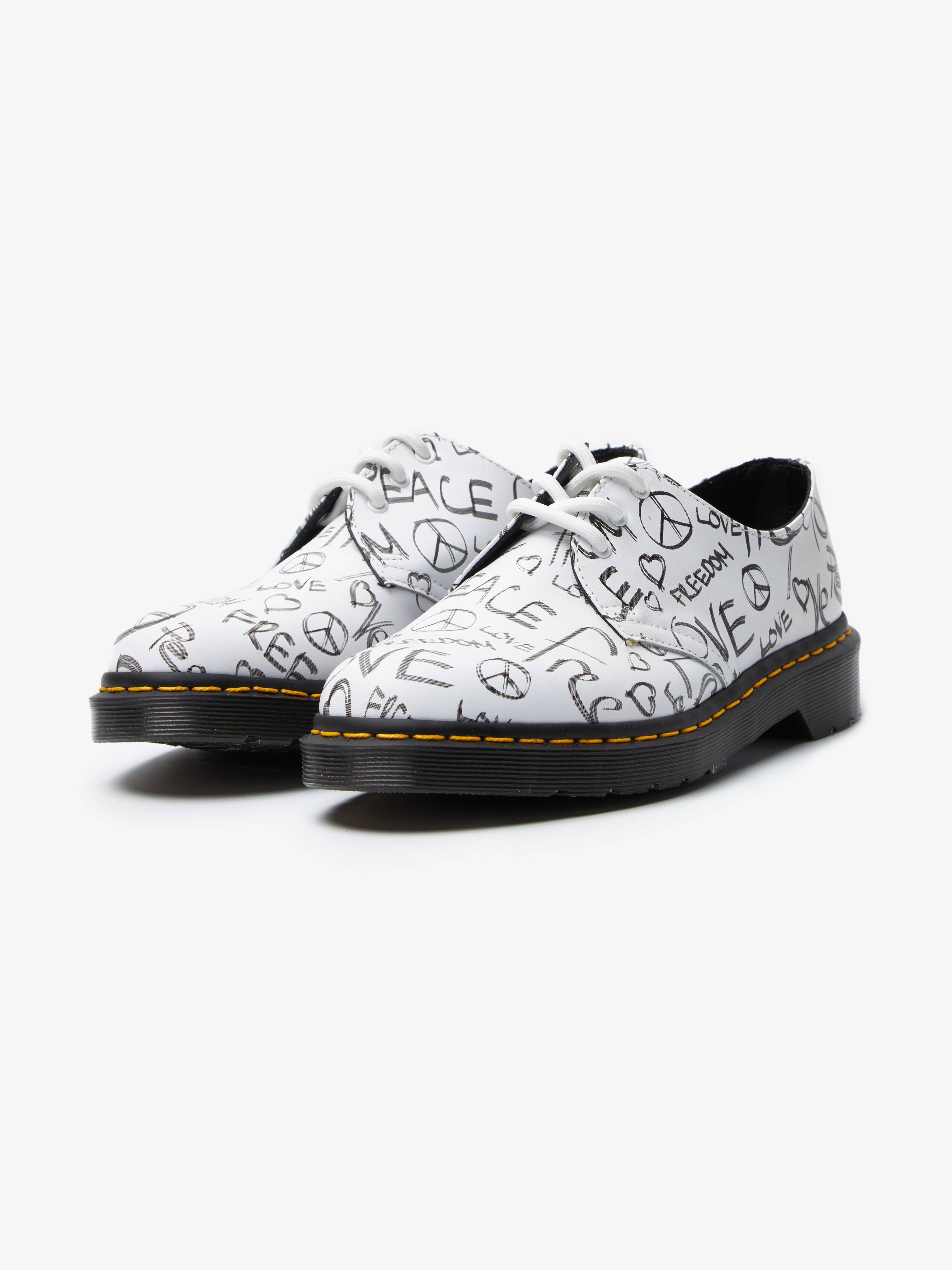 Martens M Script Backhand Derby Shoes white