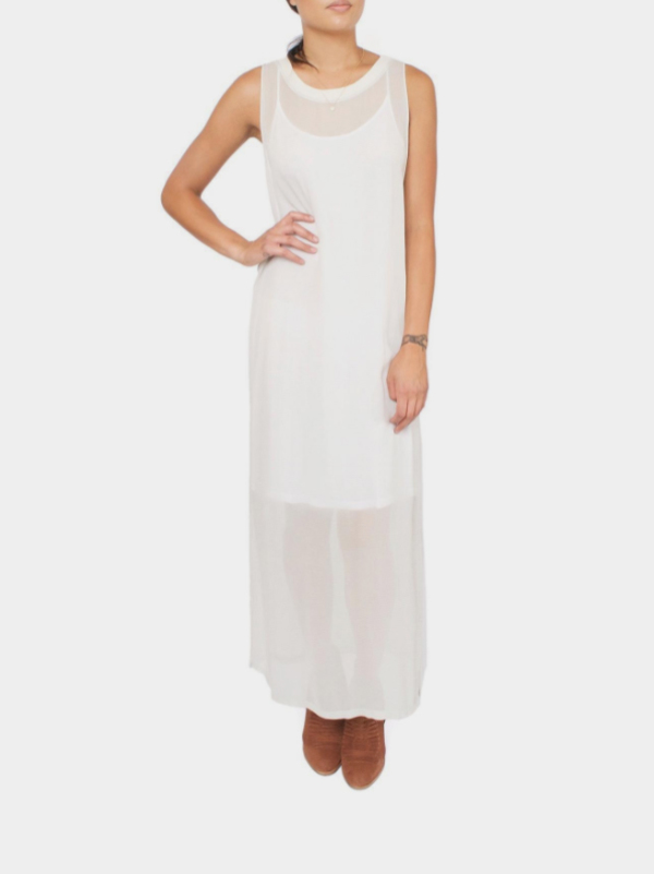LACAUSA Tie Sheer Dress- Stone