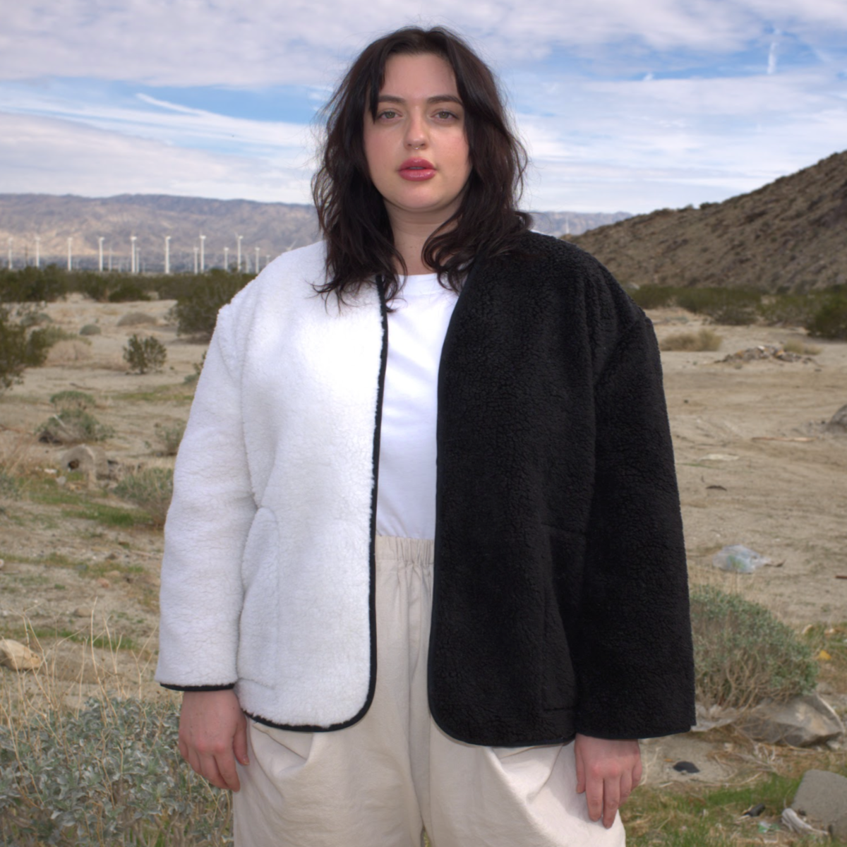Grön Kulle Noor Sherpa jacket - black/white | Garmentory