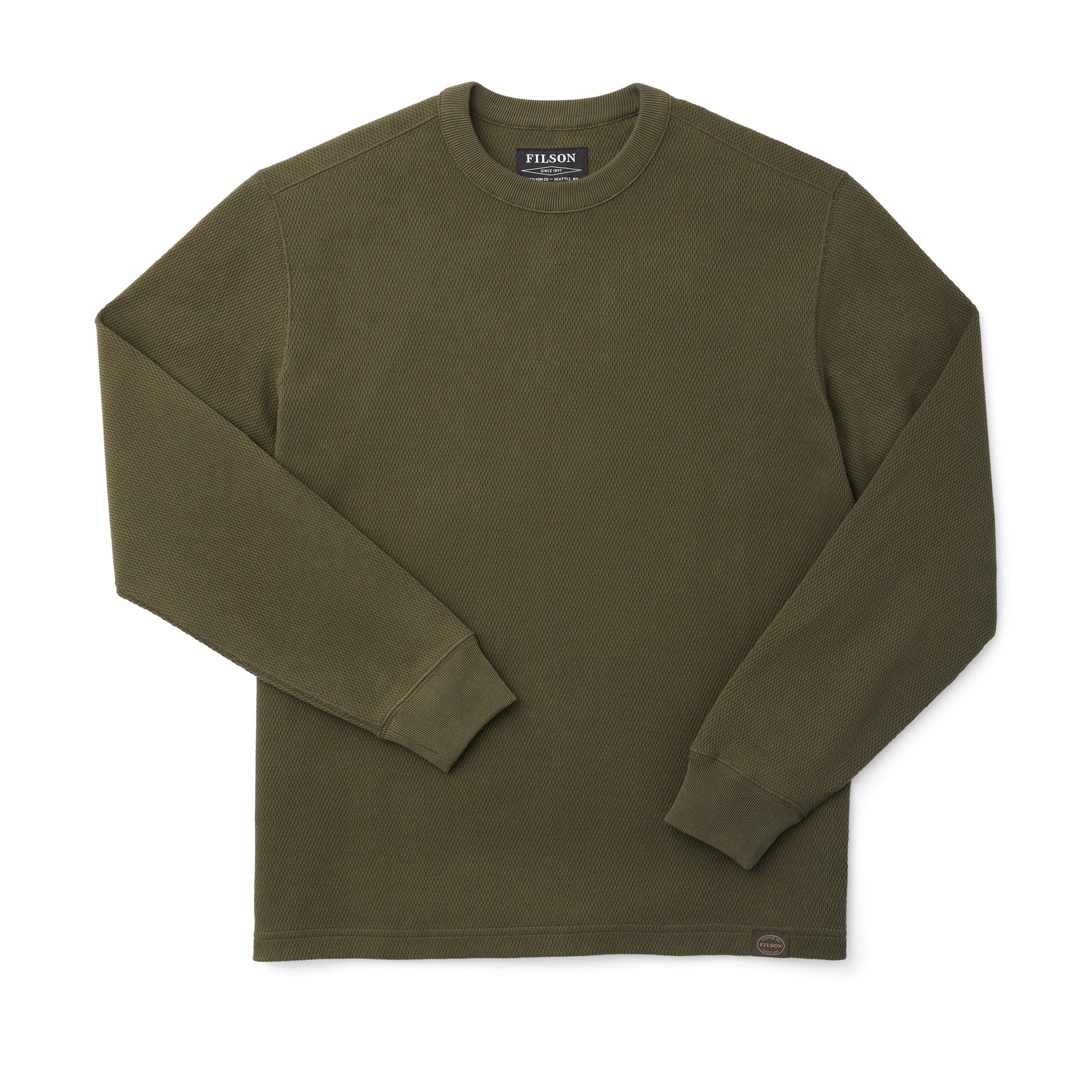 Filson Waffle Knit Thermal Crewneck - Mossy Rock | Garmentory