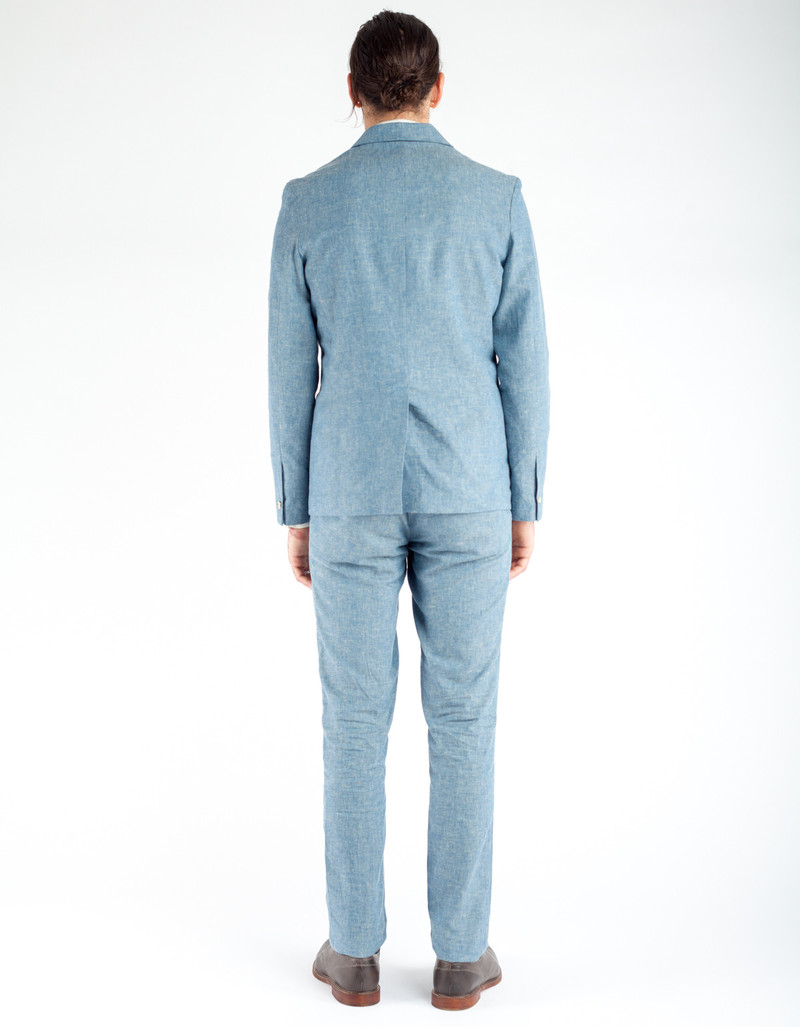 18 Waits Desert Blues Blazer Blue Herringbone Linen