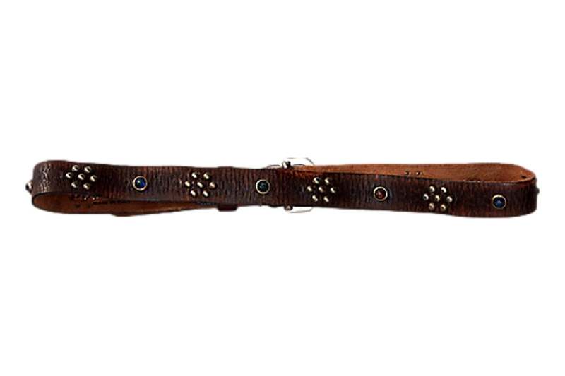 RRL Leather Belt バックル スタッズレザー ブラウン38/120 RRL Leather Belt