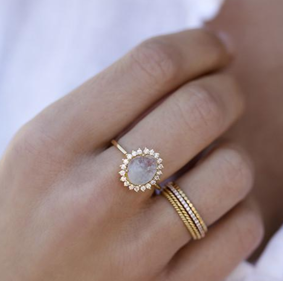 LEAH ALEXANDRA ANTIQUITY RING IN MOONSTONE Garmentory