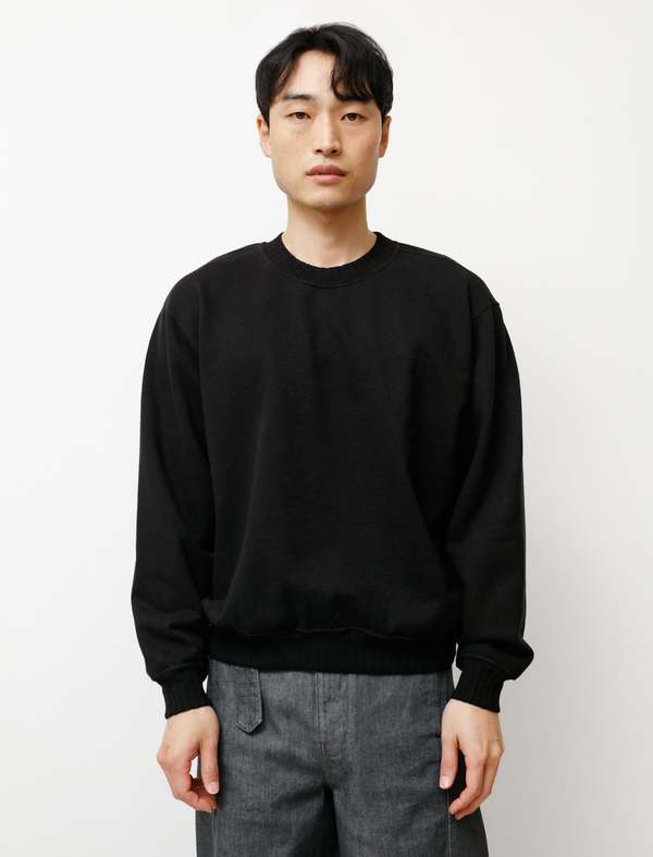 Evan Kinori Organic Cotton Hemp Crewneck Sweatshirt - Black