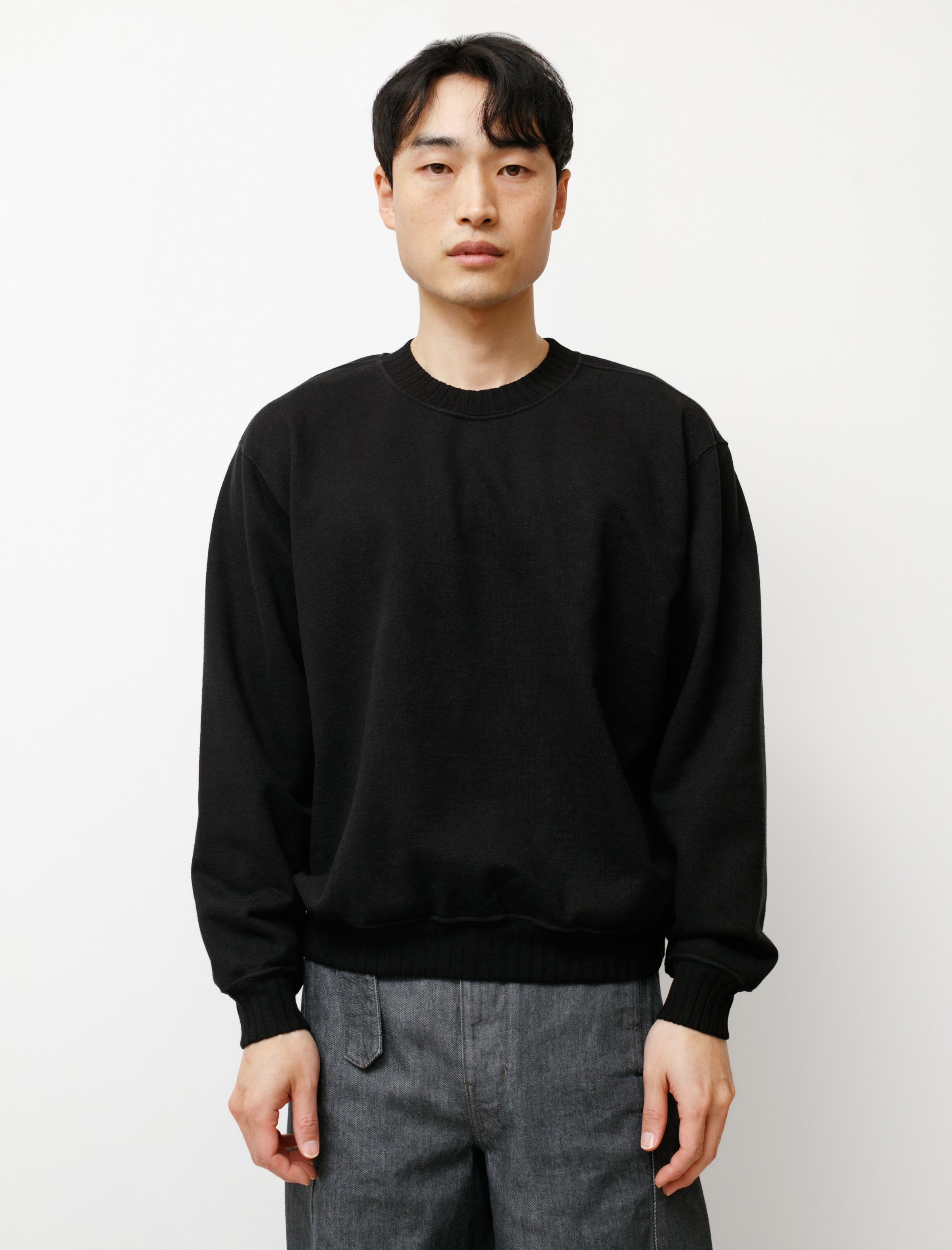 トップス evan kinori hemp pullover Evan Kinori Organic Cotton Hemp Crewneck Sweatshirt - Black