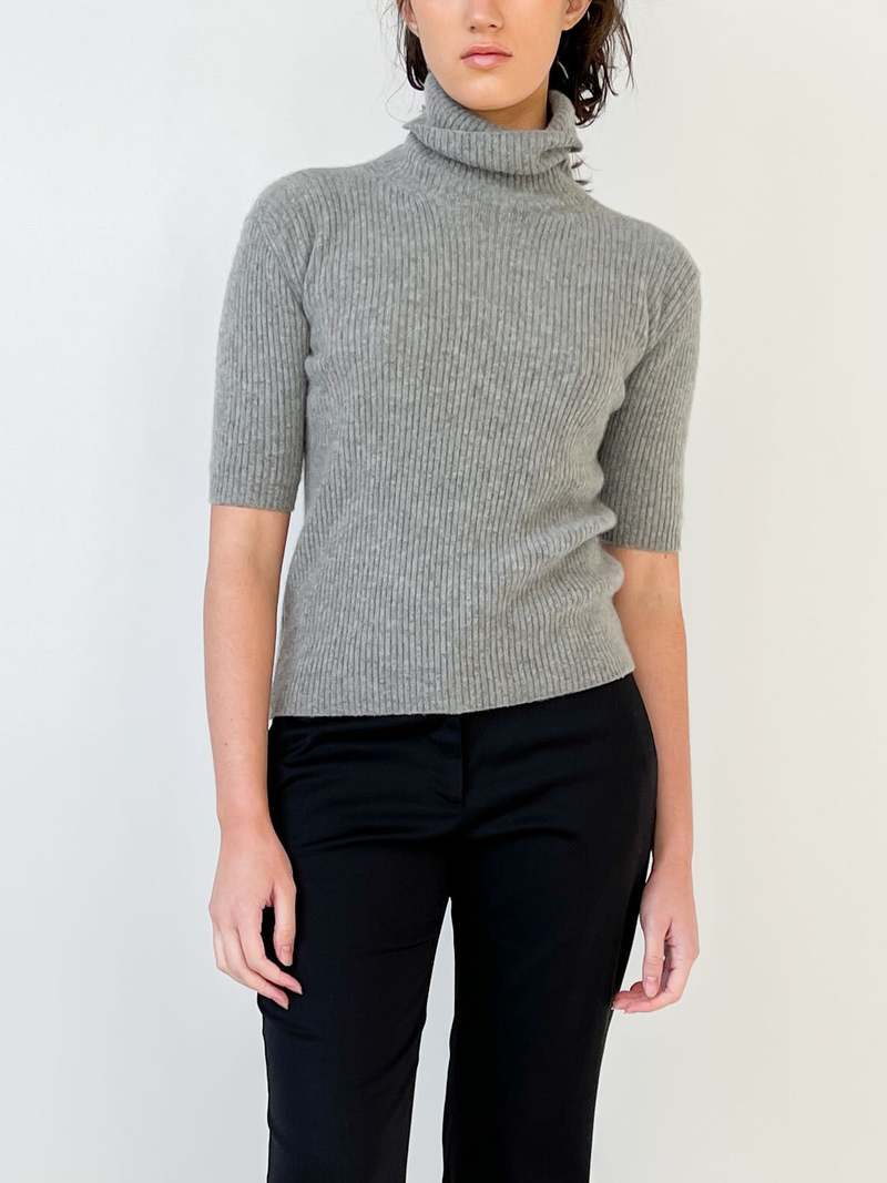 Vintage Cashmere Turtleneck Sweater - grey