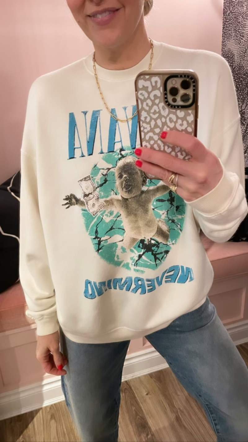 Nirvana Nevermind Album Cover Oversized Crewneck SWEATER
