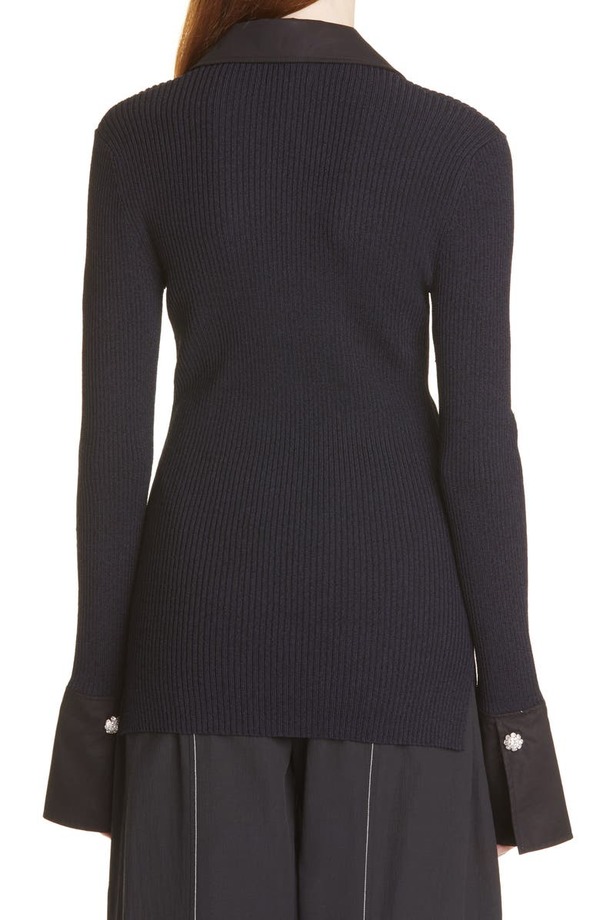 Ganni Melange Knit Top - Navy | Garmentory