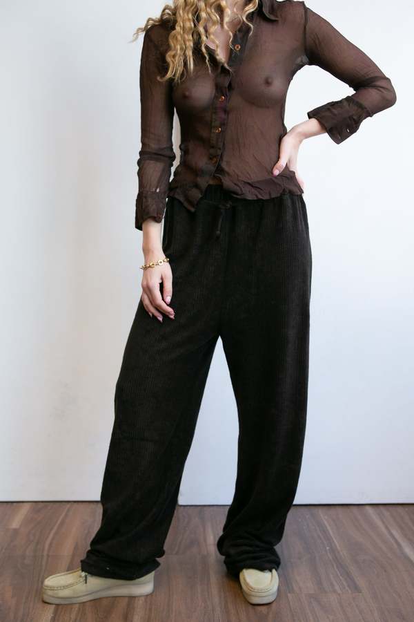 Vintage 1990s Sheer Shirt - Brown | Garmentory