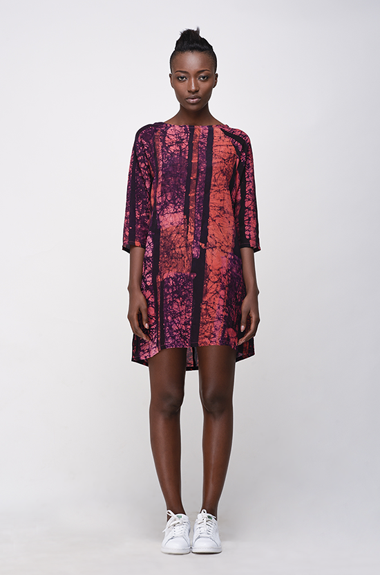 Osei Duro Linter Dress in Carmine Parallel Osei Duro Linter Dress in Carmine Parallel