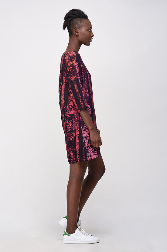 Osei Duro Linter Dress in Carmine Parallel Osei Duro Linter Dress in Carmine Parallel