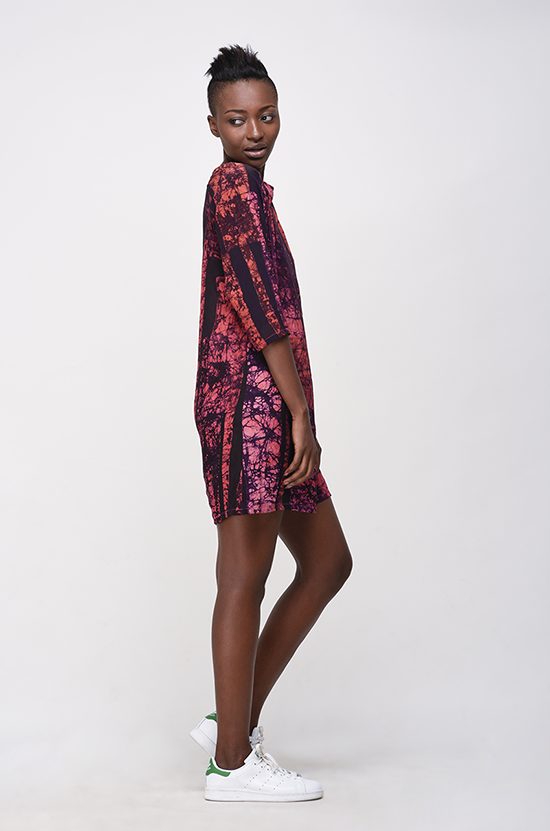 Osei Duro Linter Dress in Carmine Parallel Osei Duro Linter Dress in Carmine Parallel