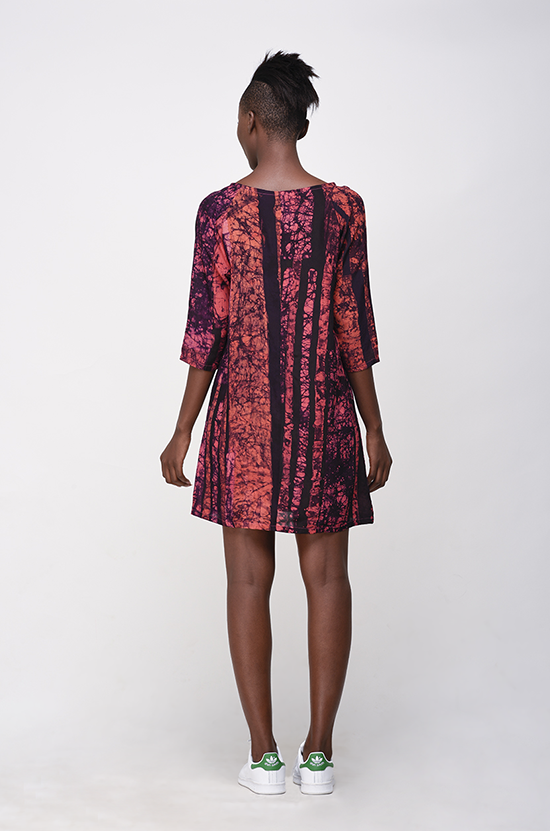 Osei Duro Linter Dress in Carmine Parallel Osei Duro Linter Dress in Carmine Parallel