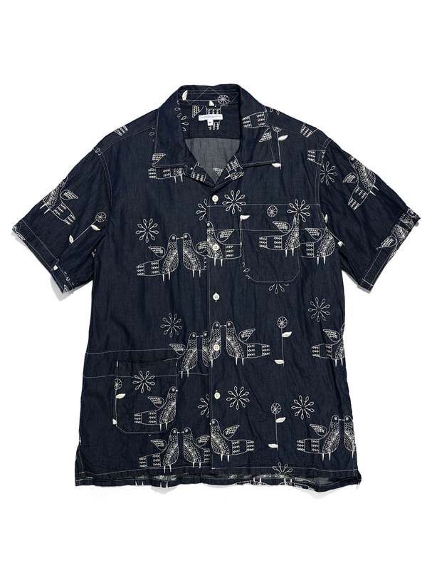 g*7様 Engineered Garments Camp Shirt deni Engineered Garments Camp Shirt - Indigo Bird Embroidery Denim