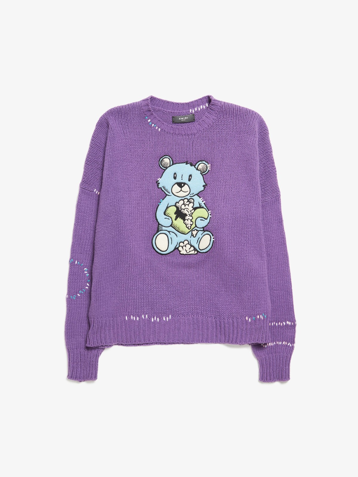 Tシャツ・カットソー +AMBLER+ Cozy bear sweatshirt purple AMM1221 pre-loved Amiri M Front Bear Patch Back Loveless Printed
