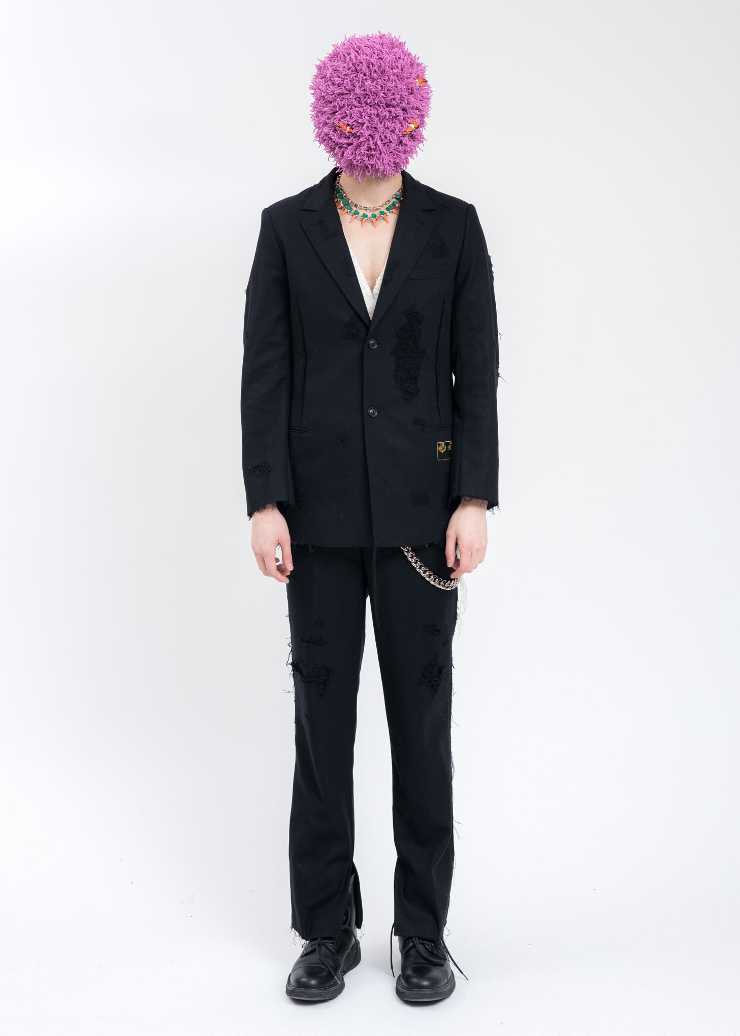 【超特価sale開催】  Black-RECYCLE-WOOL-DAMAGED- パンツ