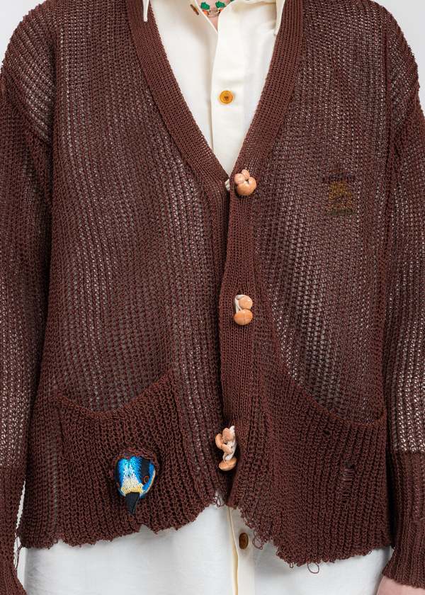 Doublet WOOD YARN Cardigan - BROWN | Garmentory