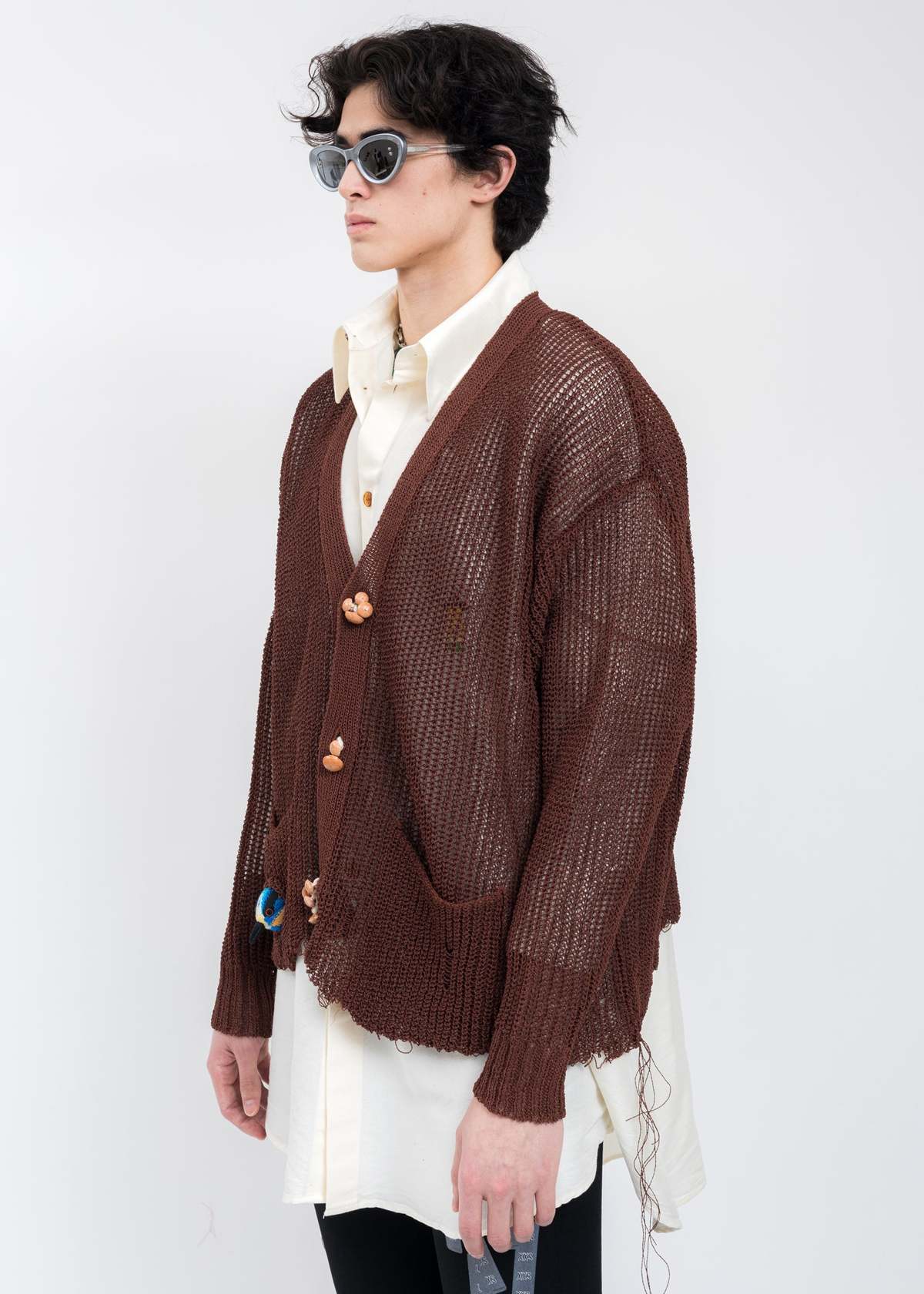 Doublet WOOD YARN Cardigan - BROWN | Garmentory
