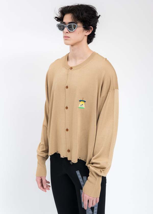 Doublet Latte MILK FIBER OVERSIZED Cardigan - BROWN | Garmentory