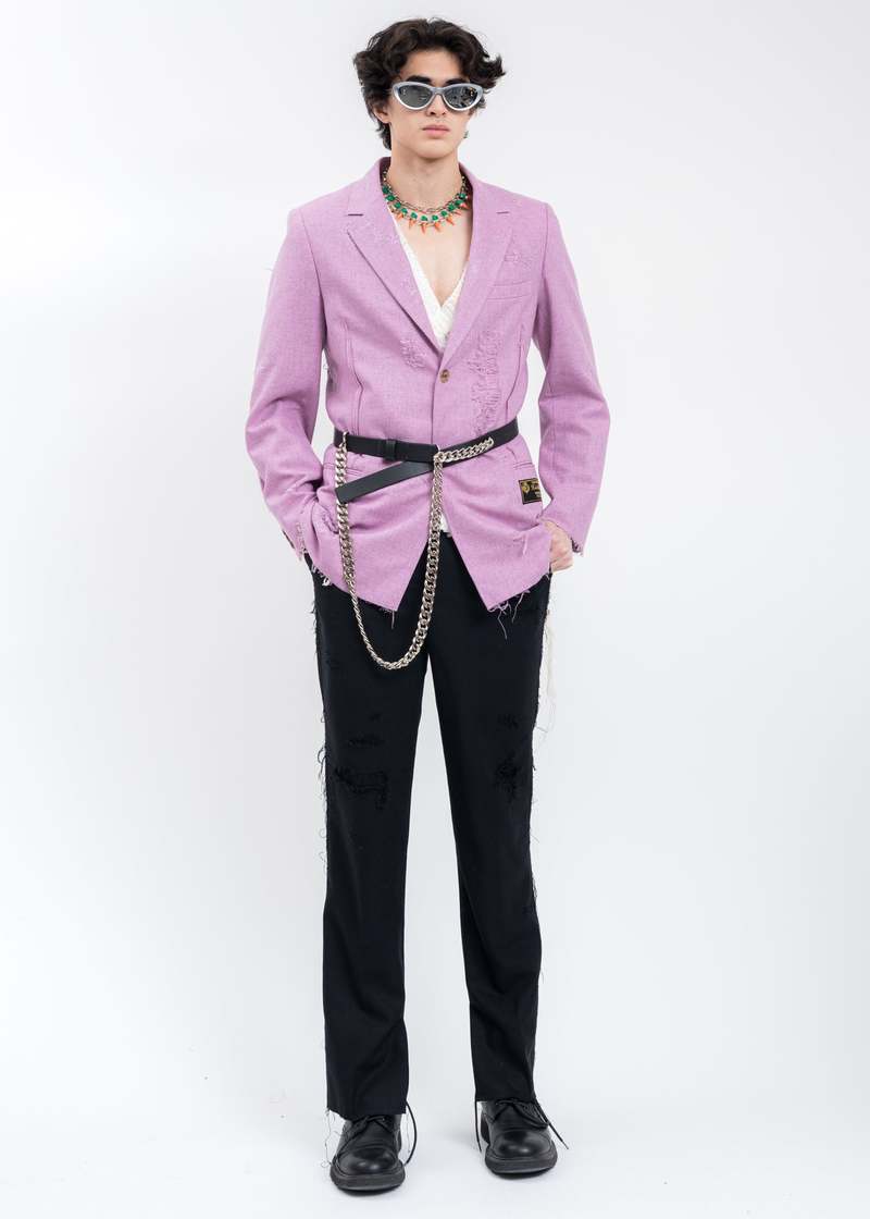 トップス doublet RECYCLE COTTON BLEACHED VEST 32 Doublet RECYCLE WOOL DAMAGED Jacket - pink | Garmentory