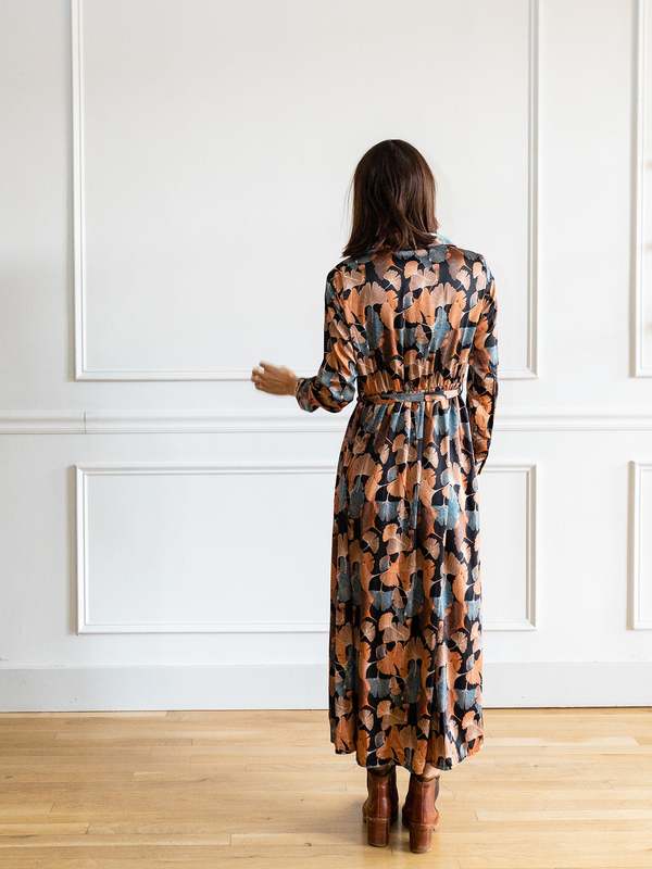 Q2 Longsleeve Button Dress - Black Floral | Garmentory