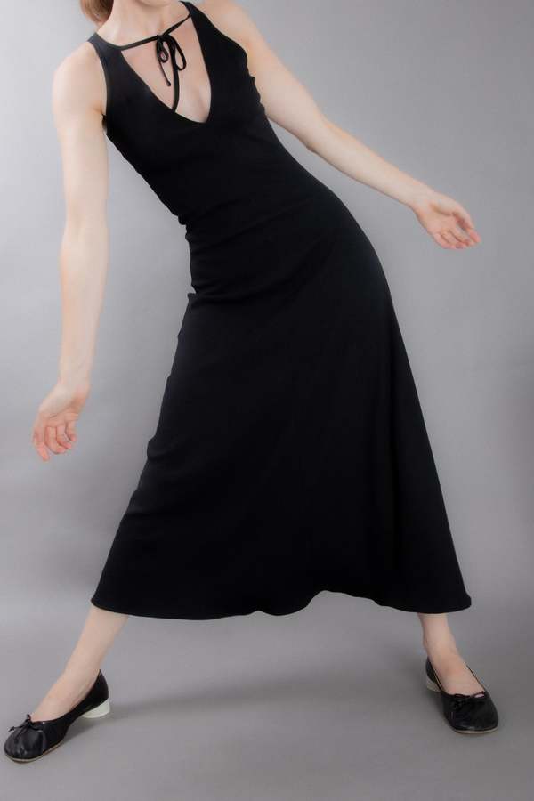 Rachel Mills NSB Organic Cotton Dress V-neck - Black | Garmentory Rachel Mills NSB Organic Cotton Dress V-neck - Black | Garmentory