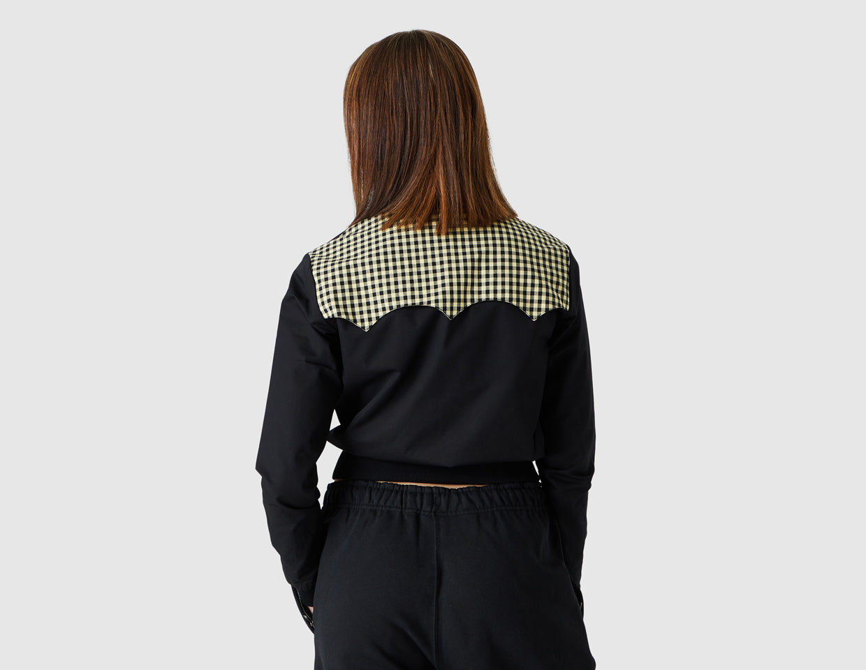 Fred Perry Gingham Yoke Harrington Jacket Black Garmentory