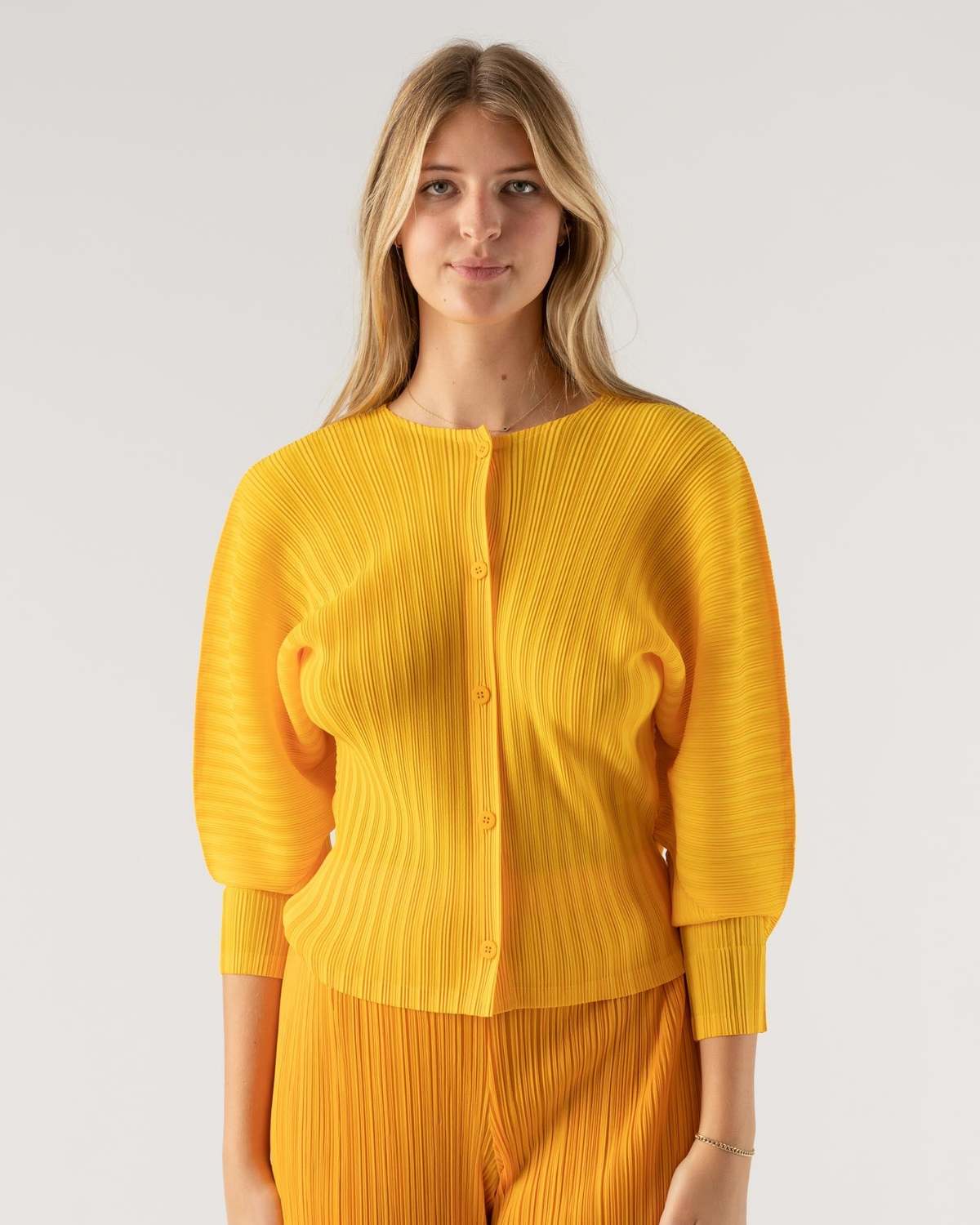 Pleats Please by Issey Miyake Rib Pleats Cardigan - Yellow