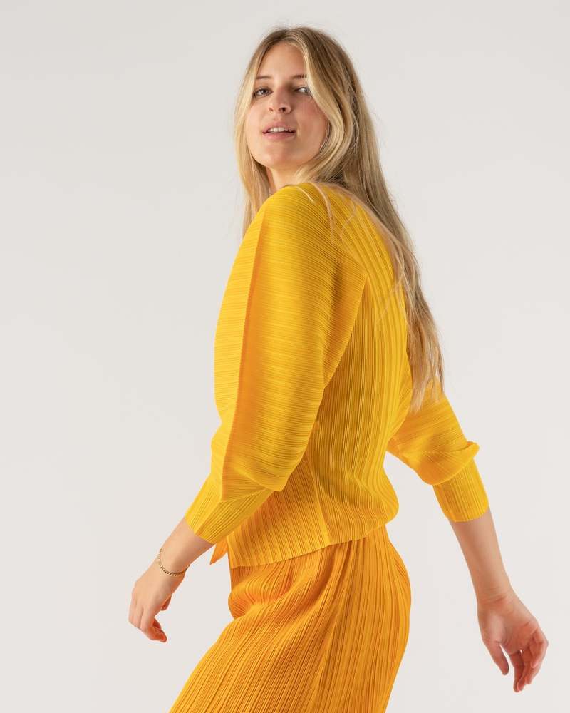 Pleats Please by Issey Miyake Rib Pleats Cardigan - Yellow