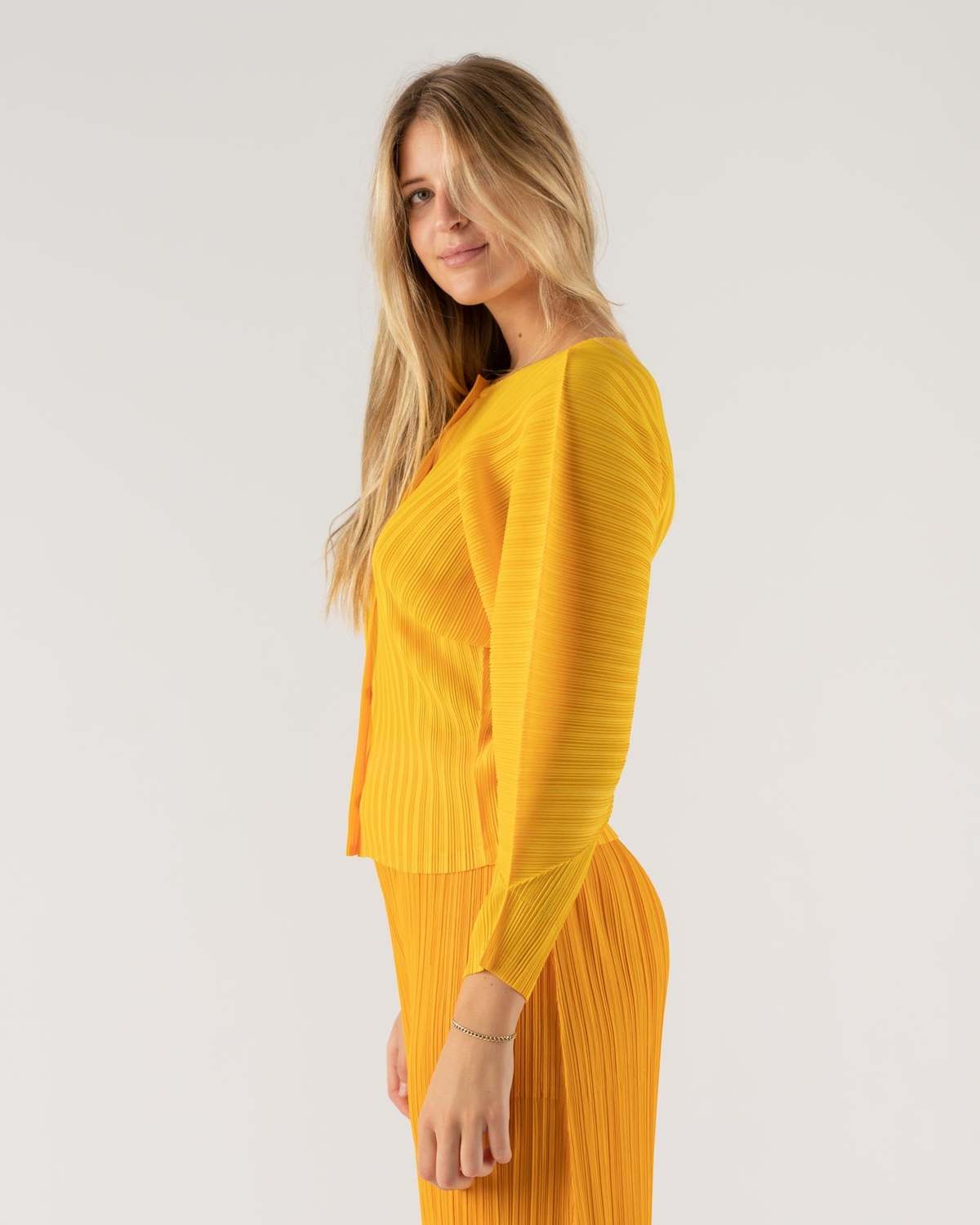 Pleats Please by Issey Miyake Rib Pleats Cardigan - Yellow