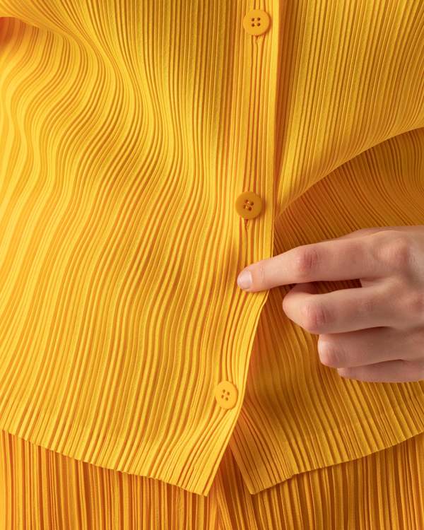 Pleats Please by Issey Miyake Rib Pleats Cardigan - Yellow