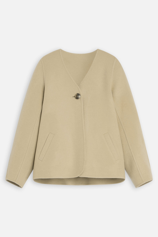 short collarless jacket