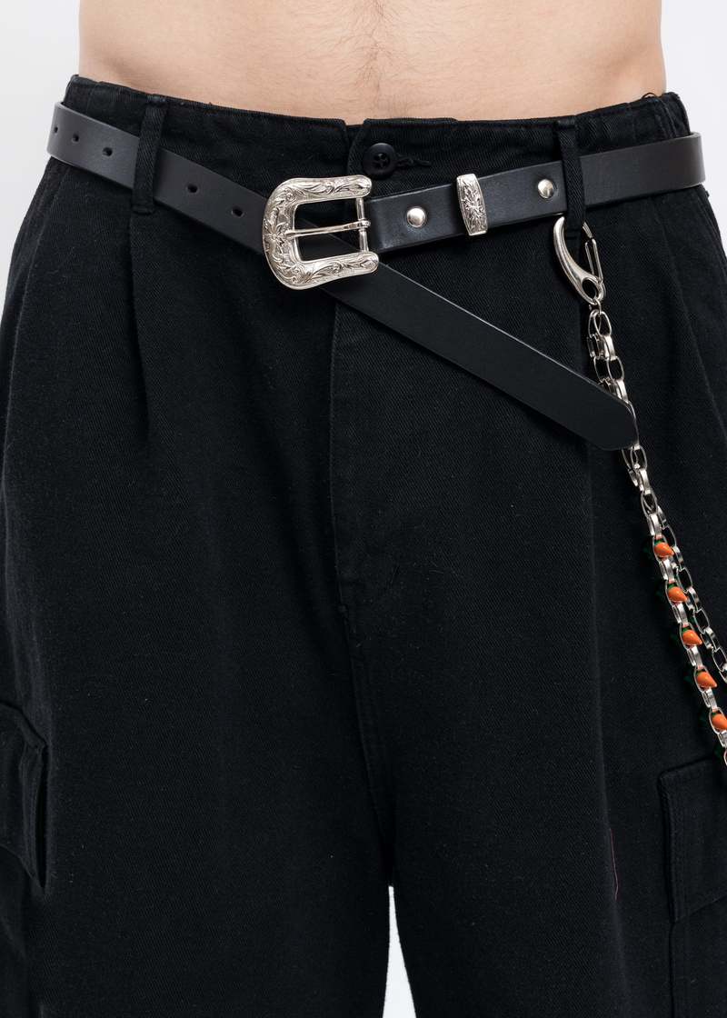 Doublet BUCKLE HOOK Leather Belt - Black | Garmentory