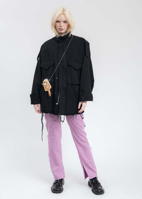 Doublet SILK TWILL MILITARY Jacket - Black | Garmentory