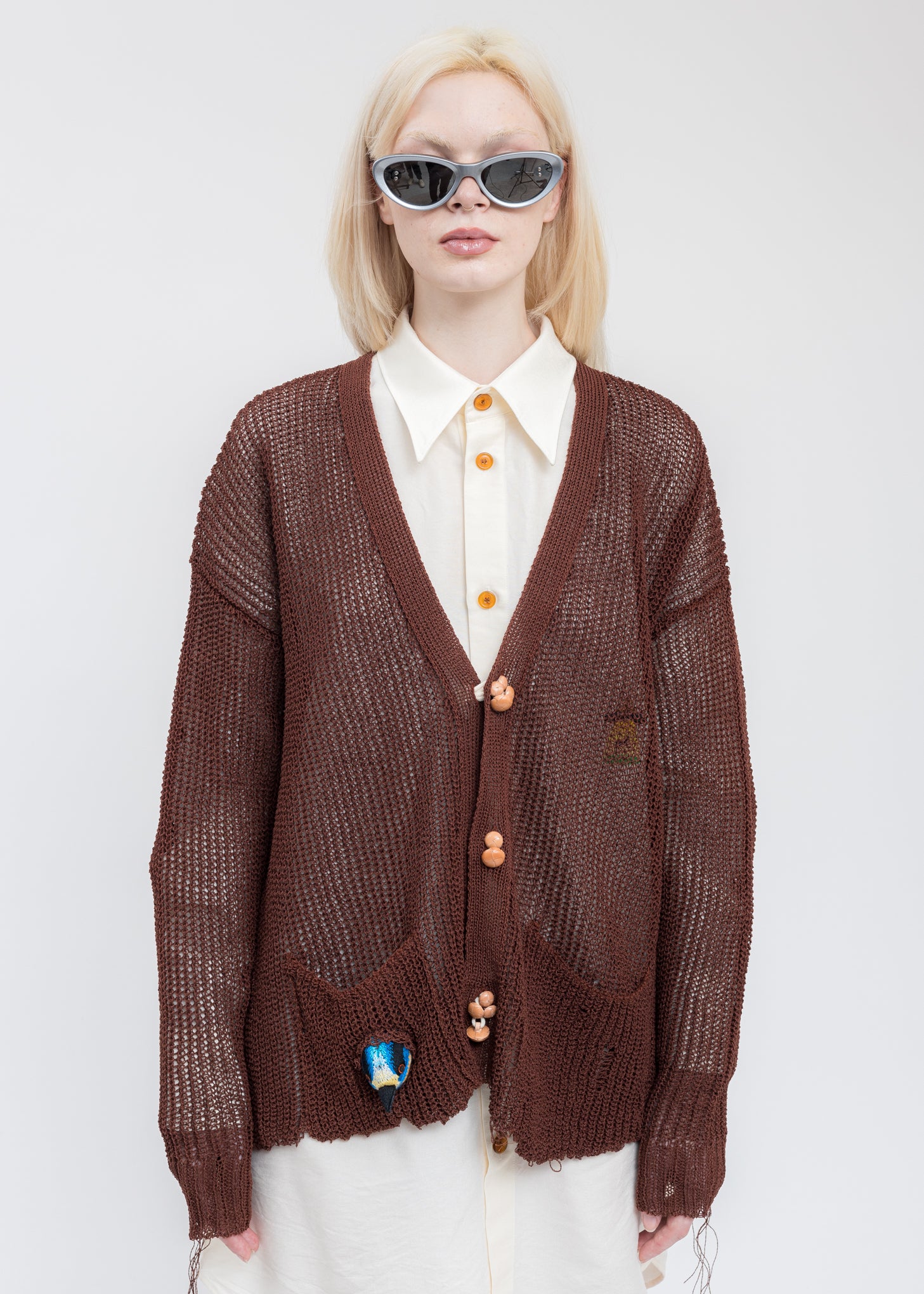 【中古】doublet WOOD YARN CARDIGAN M Doublet WOOD YARN Cardigan - Brown | Garmentory