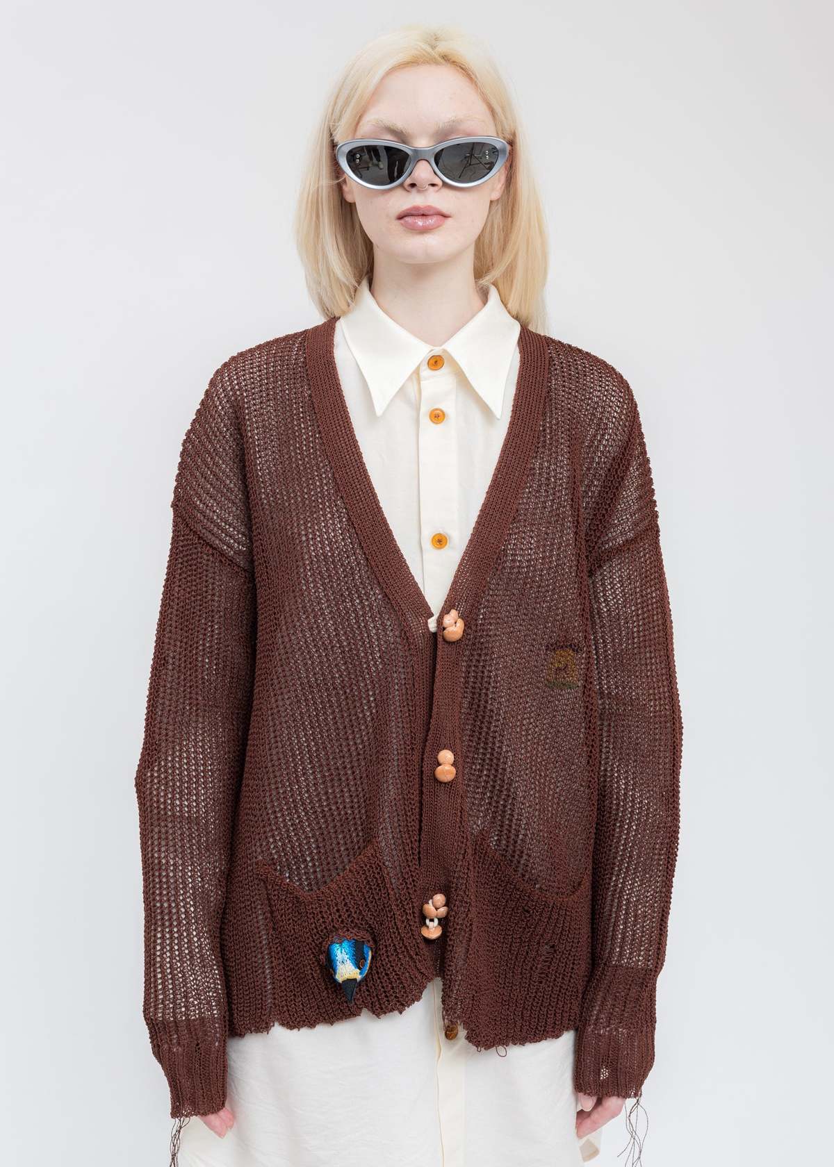 doublet WOOD YARN CARDIGAN Mサイズ ベージュ Doublet WOOD YARN Cardigan - Brown | Garmentory