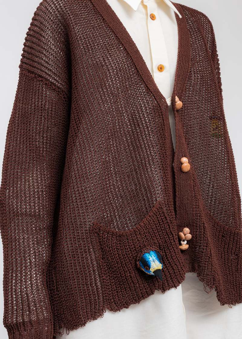 Doublet WOOD YARN Cardigan - Brown | Garmentory