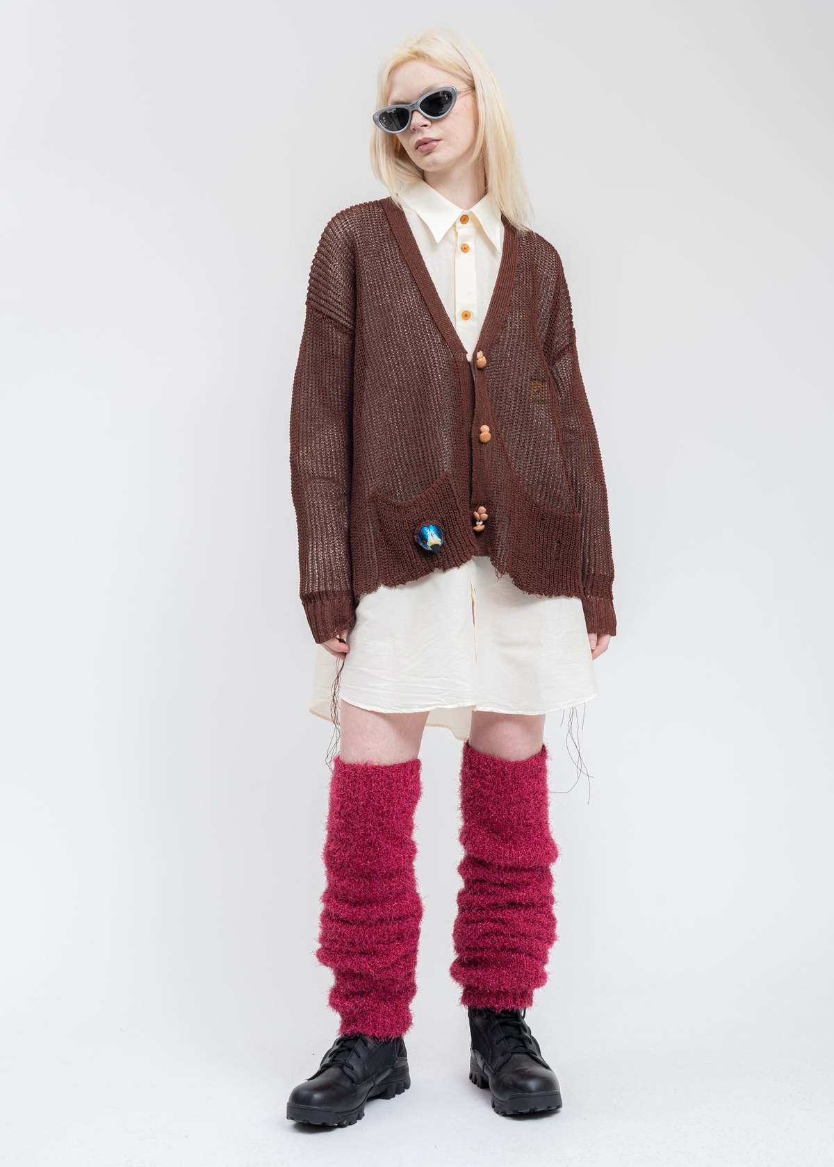 Doublet WOOD YARN Cardigan - Brown | Garmentory