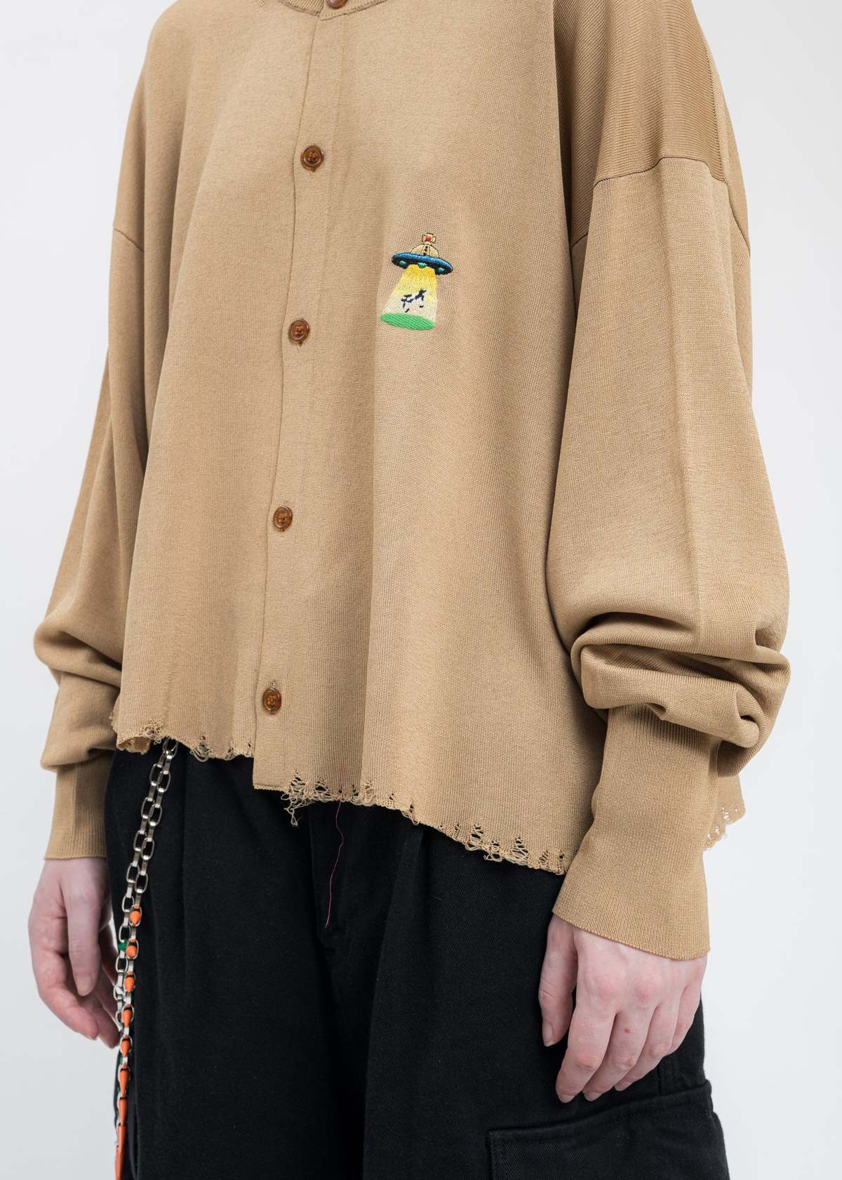 doublet OVERSIZED CUT―OFF CARDIGAN M Doublet OVERSIZED CUT-OFF CARDIGAN - BLACK | Garmentory