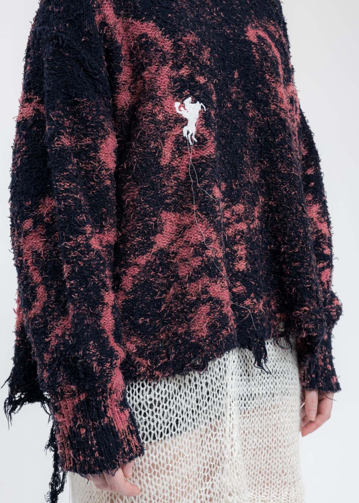 Doublet RECYCLE COTTON BLEACHED Pullover - Dark Navy | Garmentory