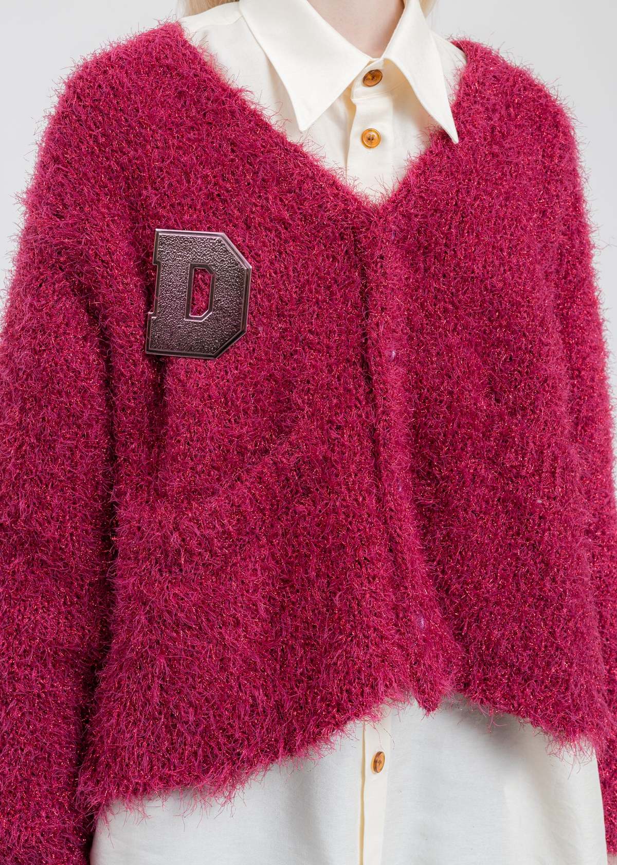 doublet METAL LETTER CARDIGAN SILVER S Doublet METAL LETTER LAME 