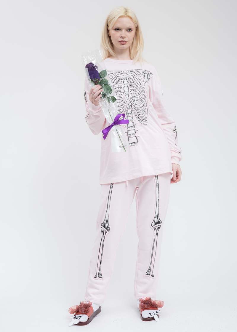 Doublet Skull Shirring Embroidery Long Sleeve T-shirt - Pink