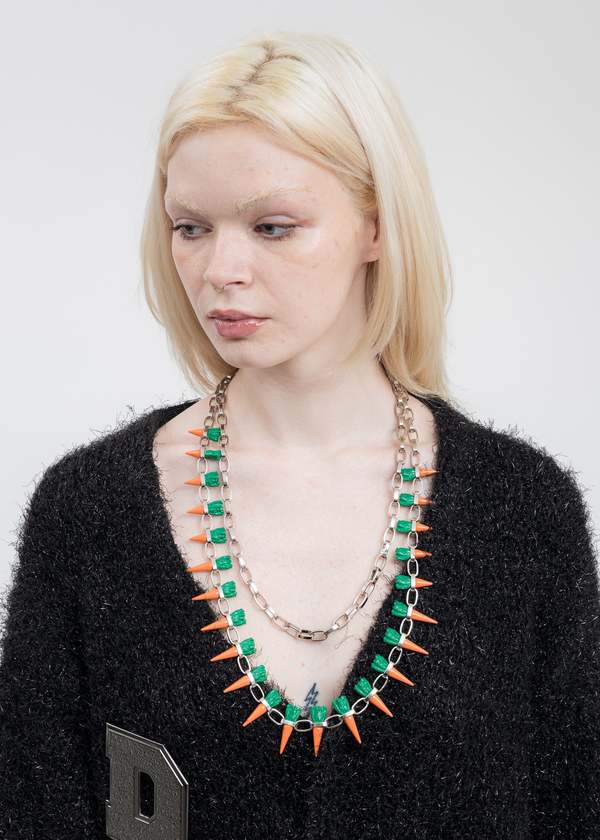 Doublet Carrot Studs Chain - Silver/Multi | Garmentory
