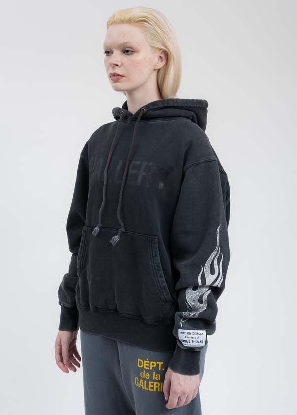 GALLERY DEPT. Flames Gallery Dept Logo Hoodie SWEATER - Black