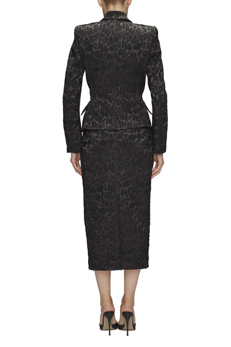 UNTTLD Jacquard Leopard Basque Jacket - Black