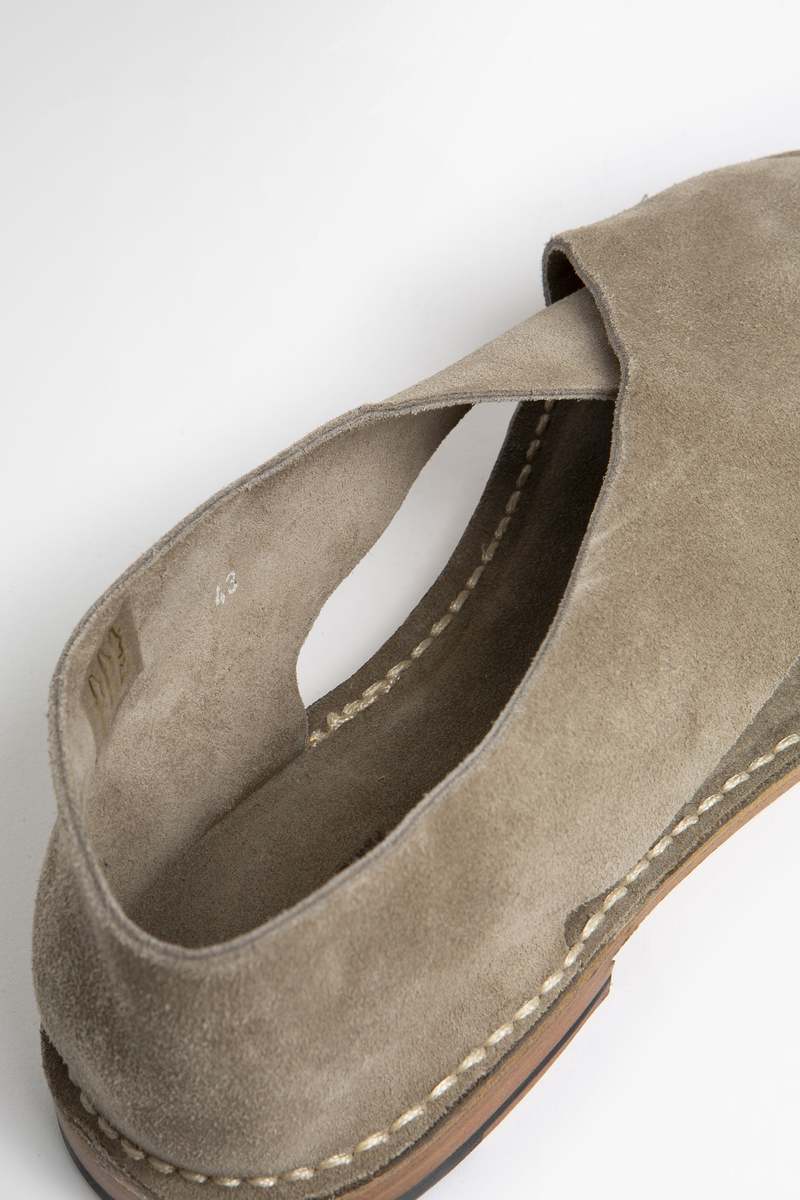 Jacques Soloviere Stitch Biarritz Suede Calf Sandals  - Taupe